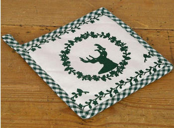 matches21 Topflappen Topflappen Landhaus Premium Karo Hirsch 16x16 cm, grün SIZE,16 cm x 16 cm
