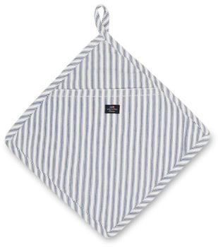 LEXINGTON Icons Cotton Herringbone Striped Topflappen - blue-white - 25x25 cm