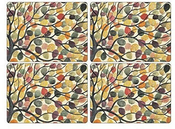 Pimpernel Tischsets, MDF mit Kork-Rückseite, Motiv tanzende Zweige, 16 x 20 Zoll, mehrfarbig, 4er-Set