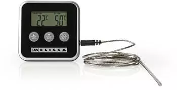 Melissa Melissa Digitales Fleischthermometer mit Sonde, Alarm-Timer, LCD-Display (16310241)