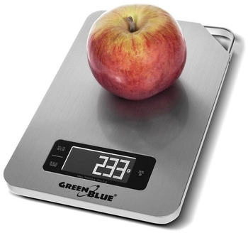 GreenBlue Digitale Küchenwaage Haushaltswaage Digitalwaage Edelstahl LCD-Display 5kg / 1g
