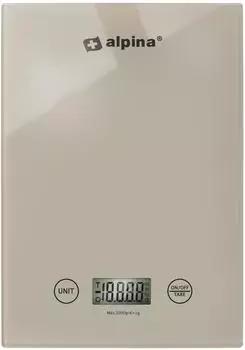 Alpina Digitale Küchenwaage 5kg, 1g Genauigkeit, beige (256978)
