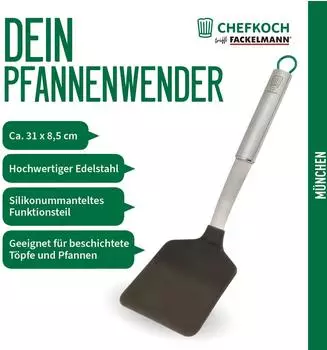 Fackelmann Pfannenwender Edelstahl mit Silikon, hitzebest&auml;ndig bis 230&deg;C (23320)