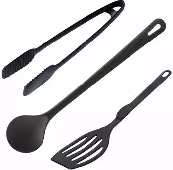 Westmark K&uuml;chenhelfer-Set 3-tlg., Pfannenwender, R&uuml;hrl&ouml;ffel & Zange, Kunststoff, schwarz (286922E6)