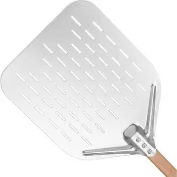 LuxusKollektion Pizzaschieber Aluminium 40x30cm, abnehmbarer Holzgriff