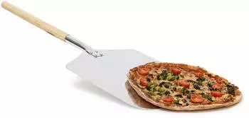 Relaxdays Pizzaschaufel eckig, Metall/Holz, 30,5x79cm