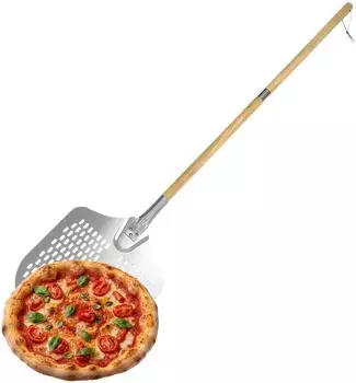 Relaxdays Pizzaschieber perforiert XXL mit Holzgriff