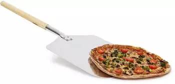 Relaxdays Pizzaschaufel eckig, 2er Set (Silber/Braun)