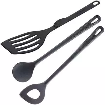 Westmark Koch-Set 3-tlg. Pfannenwender, R&uuml;hrl&ouml;ffel, Spitzlochl&ouml;ffel, Kunststoff, schwarz (203522E9)
