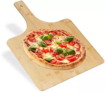 Relaxdays Pizzaschieber eckig, Bambus, 50x38cm