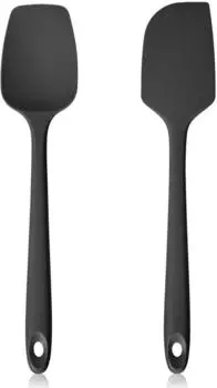 LuxusKollektion Silikon-Pfannenwender & Löffel 2er-Set, 315°C hitzebeständig, schwarz