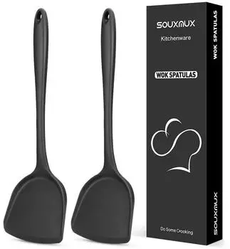 LuxusKollektion Wok Spatel Silikon, hitzebeständig, BPA-frei, schwarz (2 Stk.)