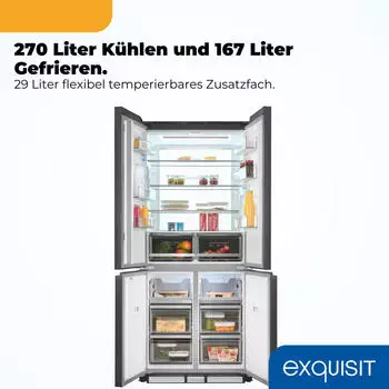 Exquisit EMD470-170-200E inoxlook-az – Komfortable Ausstattung für geordnete Lebensmittellagerung