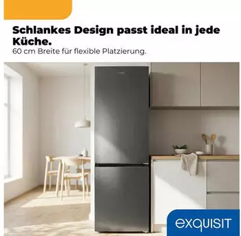 Exquisit KGC5400-130-NF-040D Inoxlook – Exquisit KGC5400-130-NF-040D Inoxlook – freistehende Kombination mit wechselbarem Türanschlag