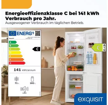 Exquisit KGC5265-70-NF-040C weiß – Exquisit KGC5265-70-NF-040C weiß – platzsparende Kühl-Gefrierkombination mit Abtauautomatik