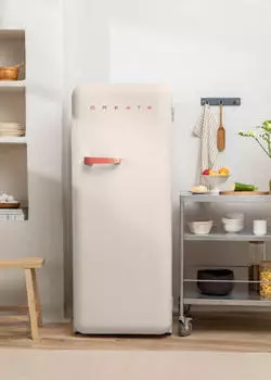CREATE RETRO FRIDGE 150 Cremewei&szlig;/ Griff TERRACOTA