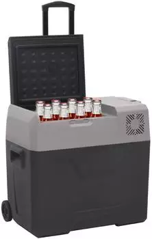 vidaXL Kühlbox mit Rollen und Adapter Schwarz & Grau Polypropylen (3154635)