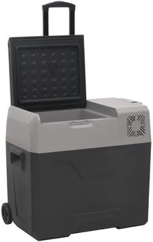 vidaXL K&uuml;hlbox mit Rollen und Adapter Schwarz & Grau 40 L Polypropylen (3154636)