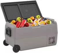 vidaXL K&uuml;hlbox mit Rollen und Adapter Schwarz & Grau 50 L PP & PE