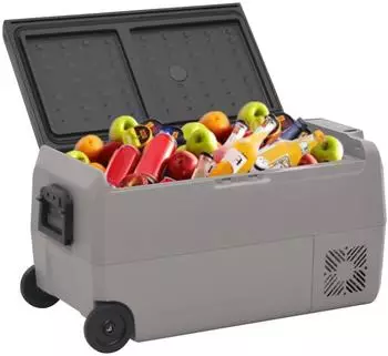 vidaXL Kühlbox mit Rollen und Adapter Schwarz & Grau 50 L PP & PE (9839.3154639)