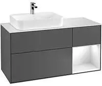 Villeroy & Boch Villeroy und Boch Finion Waschtischunterschrank G402HGGM 120cm, Abdeckplatte black matt, Emotion, Regal rechts Midnight Blue Matt Lacquer, Olive Matt Lacquer