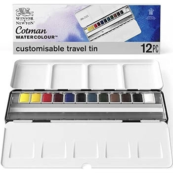 Winsor & Newton Water colours Blue Box 12 half pans