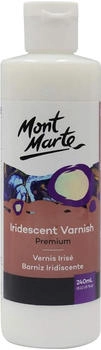 Mont Marte Acryl Firnis 240ml– Irisierender Glanz–Finish für Acrylmalerei & Pouring–Acryllack mit schimmerndem Effekt–Farbloser Varnish für Kunstwerke