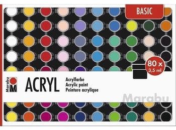 Marabu Acrylfarben Set Basic 80x 3,5 ml