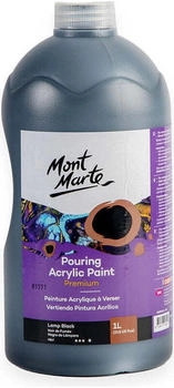 Mont Marte Premium Pouring Acrylfarbe Gieß-Acryl Schwarz 1 L mit Klappverschluss lichtecht bereits mit Pouring Medium vorgemischt