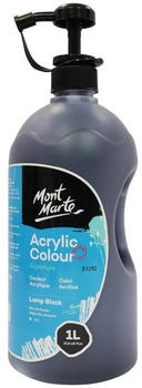 Mont Marte Acrylfarbe Schwarz – 1L Flasche – Ideal für Acrylmalerei – Brillante Lichtechte Farbe mit großer Deckkraft