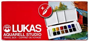 Lukas Aquarell Studio Aquarellfarben in Premium-Qualität Set mit 12 x 1/2-Aquarellnäpfchen in der praktischen Travelbox