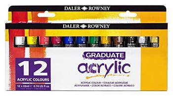 Daler Rowney Graduate Acrylic Acrylfarbe in Studenten-Qualit&auml;t Set mit 12 x 22 ml multi