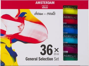 Royal Talens Amsterdam Standard Series Acrylfarben Set für Einsteiger Probierset (36 x 20 ml Tuben) Basis Farbauswahl