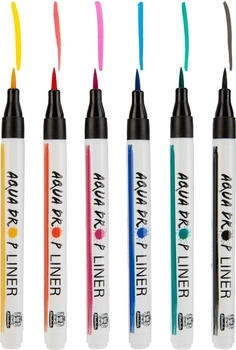 Schmincke Aqua Drop Set mit 6 Linern mit Pinselspitze befüllt mit Aqua Drop pigmentbasierte Aquarellfarbe 78702097 Kalligrafie Handlettering