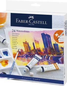 Faber-Castell 169624 Aquarellfarben Creative Studio 24 Tuben inkl. Mischpalette und Aquarellpinsel