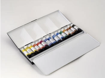 BlockX Honsell Aquarellkasten feine K?nstler-Aquarellfarbe im Metallkasten 15 Farben Tuben a 5 ml im Metallkasten