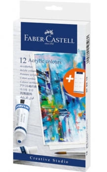 Faber-Castell 379212 Acrylfarben Set 12-teilig inkl. Farbkarte Künstlerbedarf Acrylfarben wasserfest