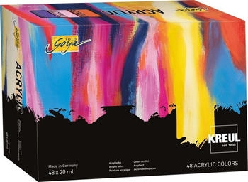Kreul 84178 Solo Goya Acrylic Set mit 48 Farben in 20 ml Tuben K&uuml;nstler-Acrylfarbe in Studienqualit&auml;t trocknet schnell und gleichm&auml;&szlig;ig matt auf wasserfest