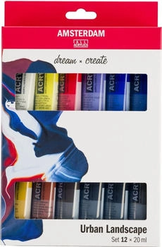 Royal Talens Amsterdam Standard Serie Acrylfarben Set Stadtlandschaft Set (12 x 20 ml Tuben) Mischfarben perfekt für Urban Sketching
