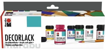 Marabu Decorlack glänzend 6x 15 ml und Pinsel