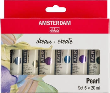 Royal Talens Amsterdam Standard Serie Acrylfarben Set Perlfarben Set (6 x 20 ml Tuben) 6 glänzende Perlglanzfarben Spezialeffektfarbe