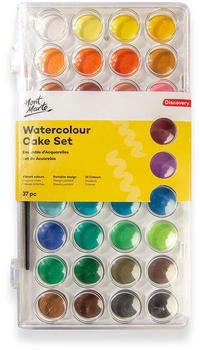 Mont Marte Aquarellfarbe Wasserfarben Set - 16 / 24 / 36 brillante Farben mit 1 Pinsel Hohe Pigmentierung ideal für Aquarellmalerei - Für Anfänger & Schüler 36