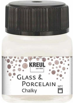 Kreul 16631 Glass & Porcelain Chalky White Cotton 20 ml Glas sanft matte Glas- und Porzellanmalfarbe auf Wasserbasis schnelltrocknend deckend
