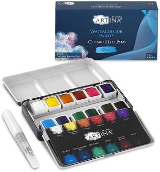 Artina Artina Aquarellfarben Malkasten Colaro Metallkasten mit Aquarell Malset und Wassertankpinsel