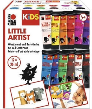 Marabu Acrylfarbe KiDS Little Artist Künstlermal- und Bastelfarbe, 12 x 36 ml