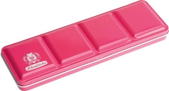 Schmincke HORADAM AQUARELL Farbkasten pink lackierter Metallkasten mit 15 halben Näpfchen, 12 Standardfarben + 3 Pink-Töne, inkl. Aquarellpinsel, 74663097