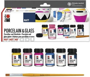 Marabu Bastelfarbe Porcelain & Glass Starterset Matt, 6 x 15 ml