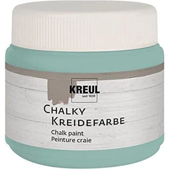 Kreul 75326 Chalky Kreidefarbe, Ice Mint in 150 ml Kunststoffdose, sanft matte Farbe, cremig deckend, schnelltrocknend, f&uuml;r Effekte im Used Look