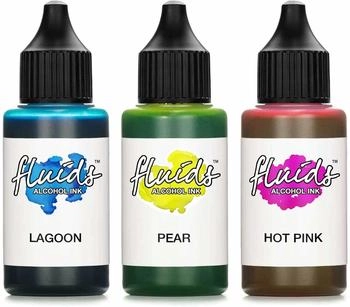 Octopus 3x 30ml Alcohol Ink Set LAGOON, PEAR, HOT PINK Alkohol Ink für Fluid Art und Resin