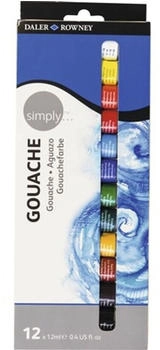 Daler Rowney 126600912 Simply Gouache Set, 12 x 12 ml